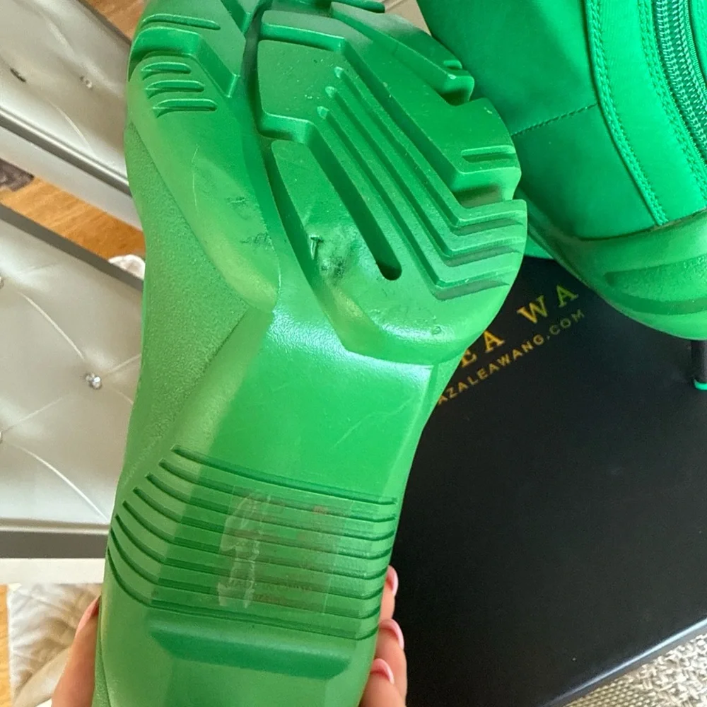 Azalea Wang Sneakerina Green Women's Boots - Picture 3 of 5